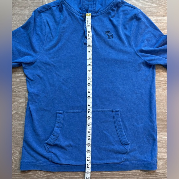 Abercrombie & Fitch Sweatshirt Mens M Blue Hooded Muscle Fit Y2K Moose Preppy - Picture 7 of 7